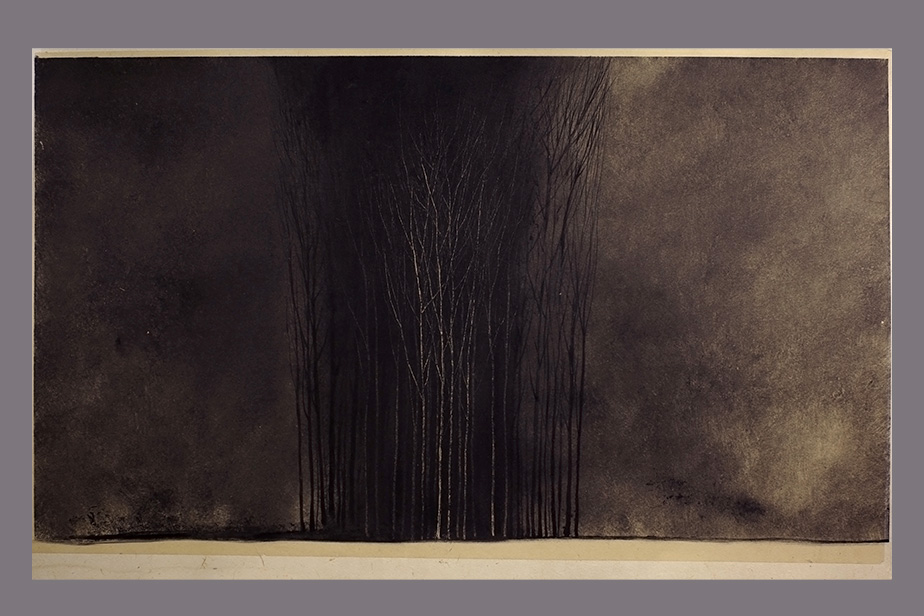 Monotype - Groupe d'arbres, crépuscule - Gerard Jan