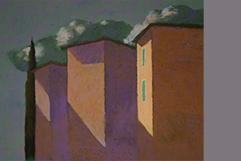 Pastel - Trois immeubles, Via Aurelia - Gérard Jan
