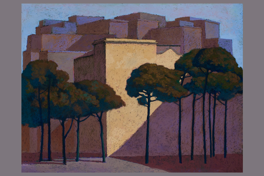 Pastel - Immeubles et pins, Naples - Gerard Jan