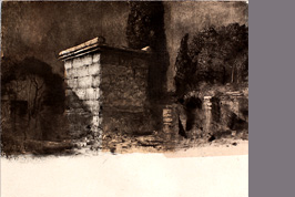 Monotype - Tombeau à Pompei - Gérard Jan
