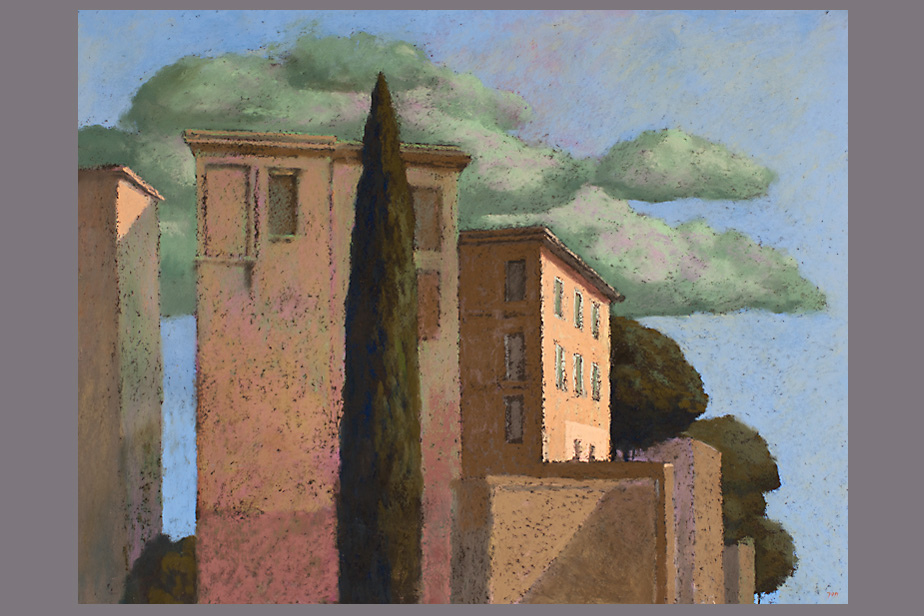Pastel - Immeubles, nuages, Naples - Gerard Jan