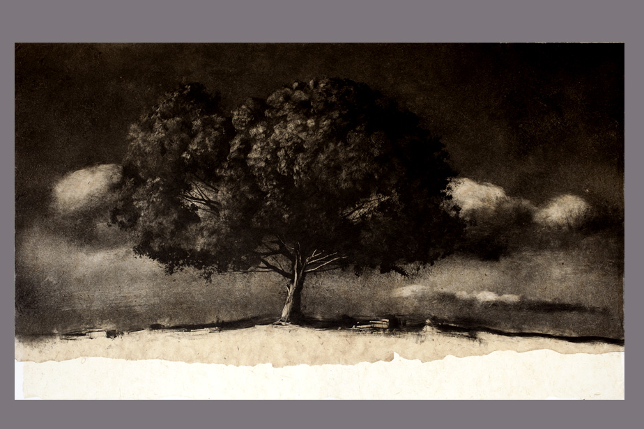 Monotype - L'arbre et les nuages - Gerard Jan