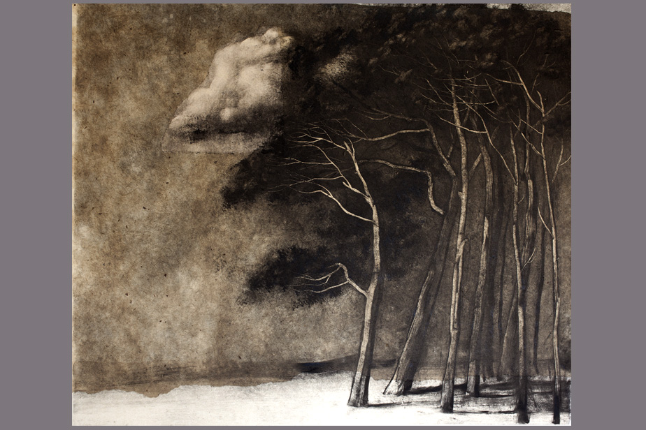 Monotype - Nuage et pins dans le vent - Gerard Jan