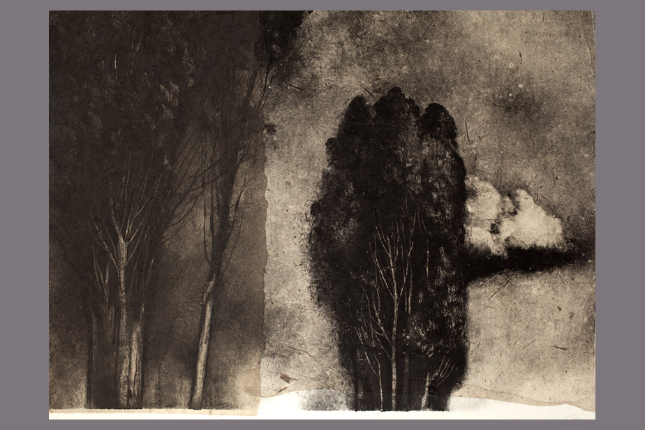 Monotype - Deux groupe d'arbres - Gerard Jan