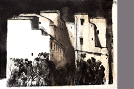 Monotype - vieux immeubles, Rome - Gérard Jan