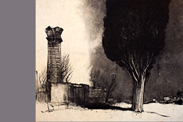 Monotype - Ruines et pin, Ostia Antica - Gérard Jan