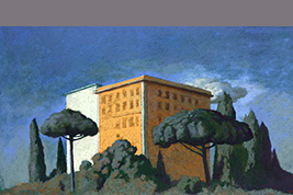 Pastel - Immeuble et cyprès, Rome - Gérard Jan