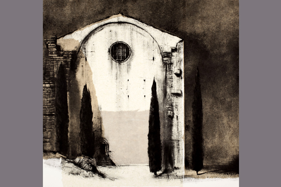 Monotype - Abbaye et cyprès - Gerard Jan