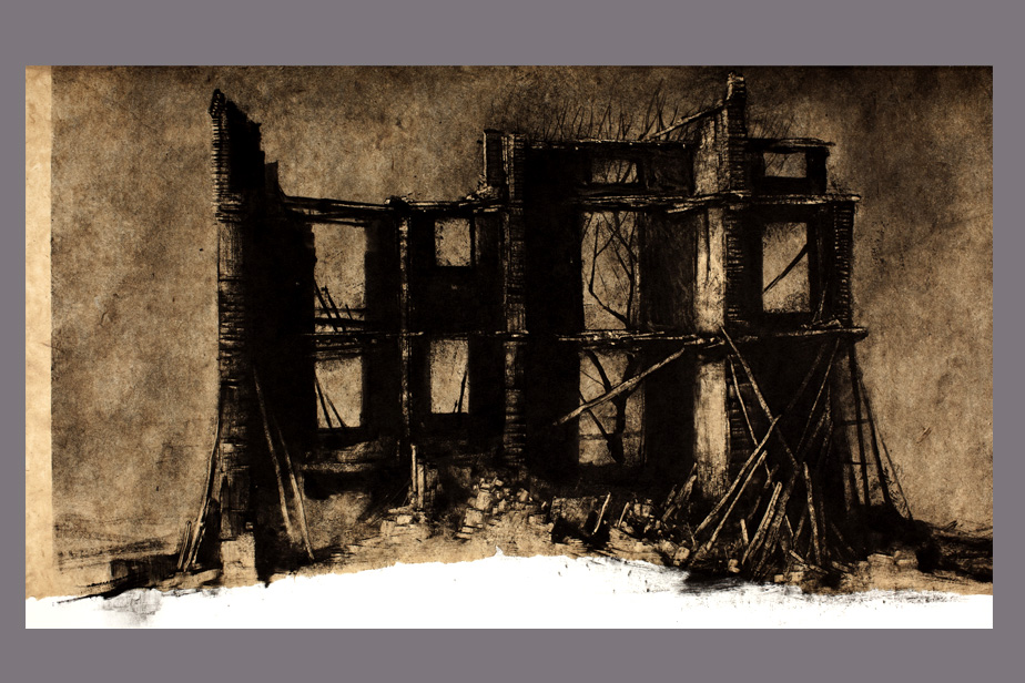 Monotype - Ruine à Belchite - Gerard Jan
