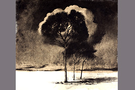 Monotype - Trois arbres et un nuage - Gérard Jan