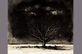 Monotype - Grand arbre et nuages - Gérard Jan