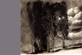 Monotype - Groupe d'arbres et nuages - Gérard Jan