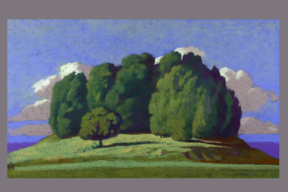 Pastel - Groupe d'arbres et nuages - Gérard Jan