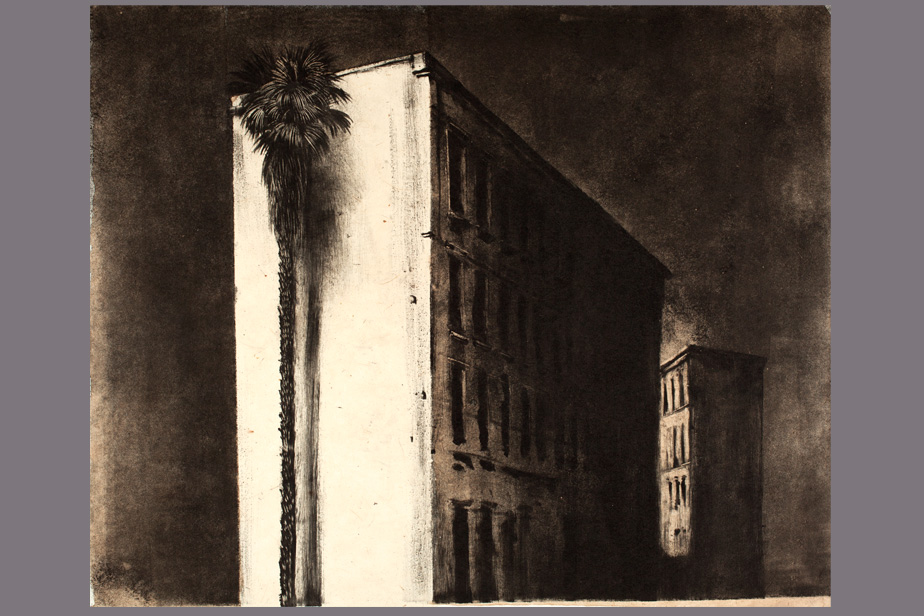 Monotype - Immeuble et palmier à Syracuse - Gérard Jan