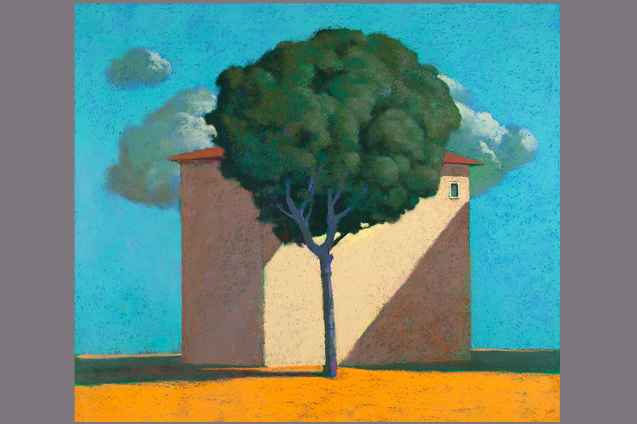 Pastel - Façade et arbre devant un nuage - Gérard Jan