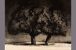 monotype - Deux arbres - Gérard Jan