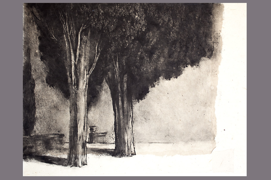 Monotype - Orvieto, deux arbres - Gerard Jan