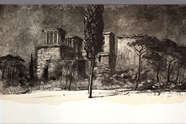 Monotype - Cyprés devant l'Acropole - Gérard Jan