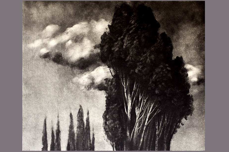 Monotype - Arbres et nuages - Gerard Jan