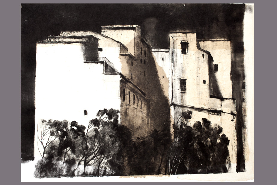 Monotype - vieux immeubles, Rome - Gerard Jan