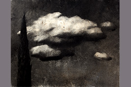 Monotype - Cyprès dans les nuages - Gérard Jan