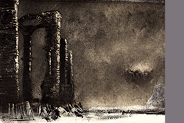 Monotype - Ruines et petit nuage - Gérard Jan