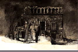 Monotype - Façade et ruines - Gérard Jan