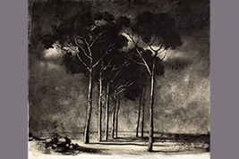Monotype - Allée de pins, nuages du soir - Gérard Jan
