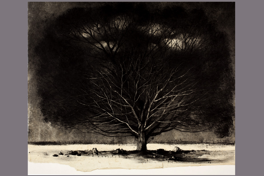 Monotype - Grand arbre et nuages - Gerard Jan