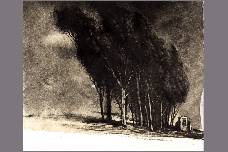 Monotype - Les arbres et le petit nuage - Gerard Jan