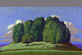 Pastel - Groupe d'arbres et nuages - Gérard Jan