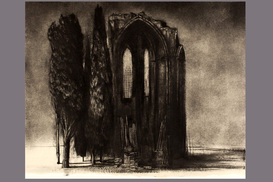 Monotype - Abbaye en ruine - Gerard Jan