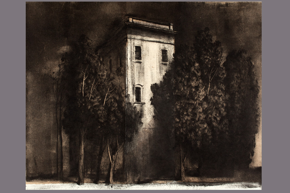 Monotype - Immeuble dans les arbres, Palerme - Gérard Jan