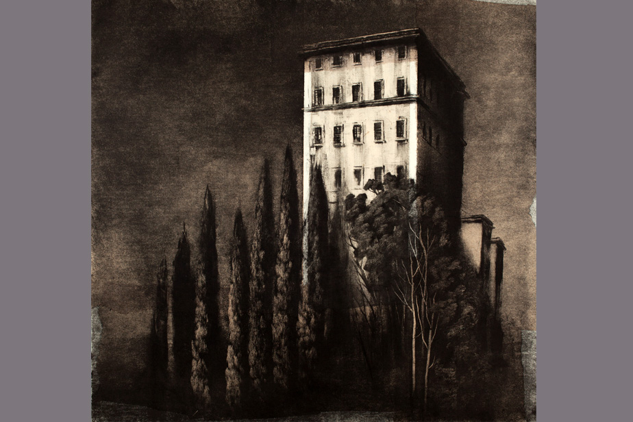 Monotype - Grand immeuble à Rome - Gérard Jan