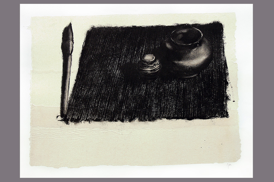 Monotype - Pinceau, natte, deux pots - Gerard Jan