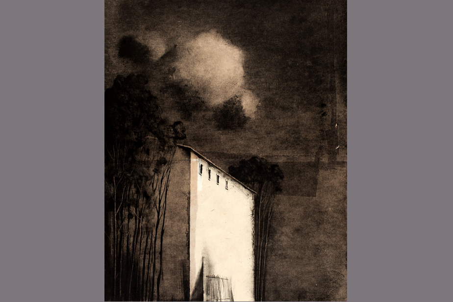 Monotype - Façade et gros nuages - Gérard Jan