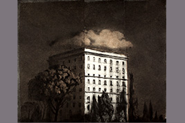 Monotype - Immeuble et pins à Rome - Gérard Jan